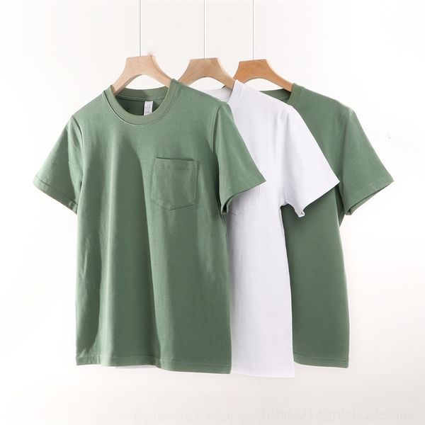 

zrkx thick type cotton short sleeve pocket basic solid color and women's base t-shirts) men's t-shirt summer, White;black