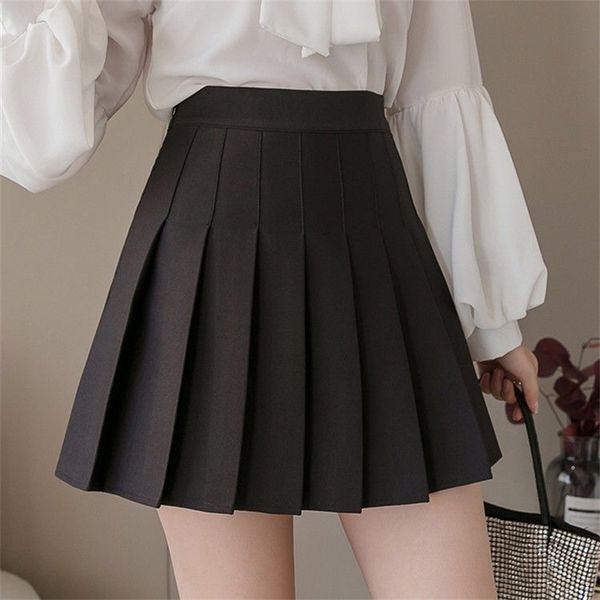 

women skirt high waist student pleated s cute sweet girls dance mini 210629, Black
