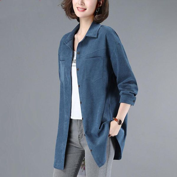 

women's blouses & shirts autumn women long sleeve blouse 2021 retro female plus size 3xl casual mother'ssingle-breasted pocket shi, White