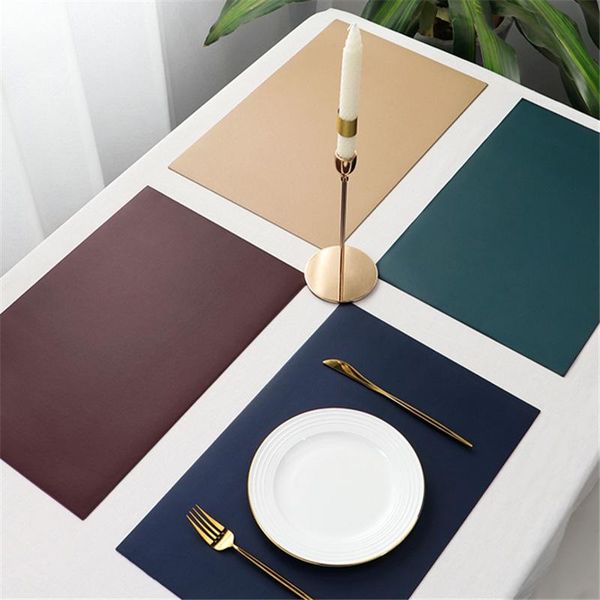 

mats & pads 30*43cm rectangular table mat pu leather placemat waterproof greaseproof pad kitchen for dining insulation