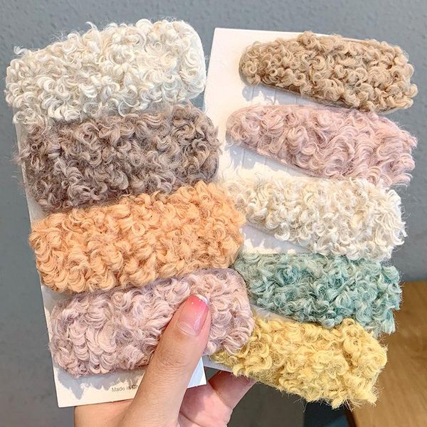 

hair accessories sweet plush hairpin girls bb barrettes clips winter waterdrop square hairgrip bezel fashion children