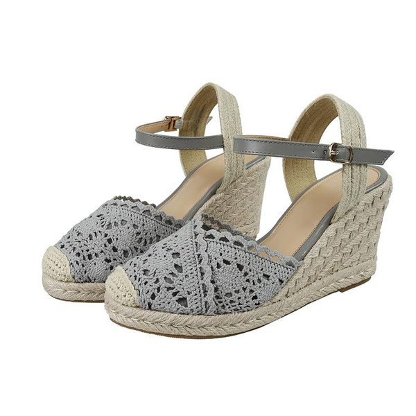 

sole lace sandals women summer shoes on chunky high heel 2021 wedge female casual for holiday, Black
