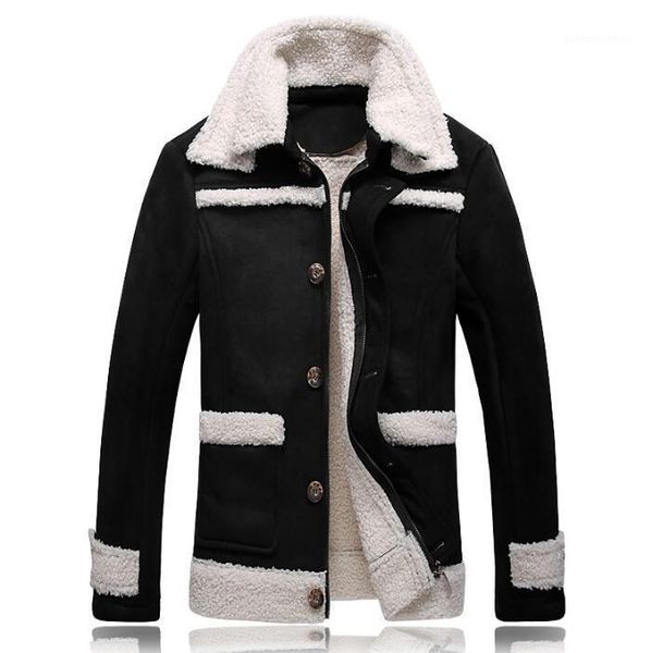

men's fur & faux winter thicken warm motorcycle leather jacket men jaqueta de couro single-breasted mens coats plus velvet black fashio