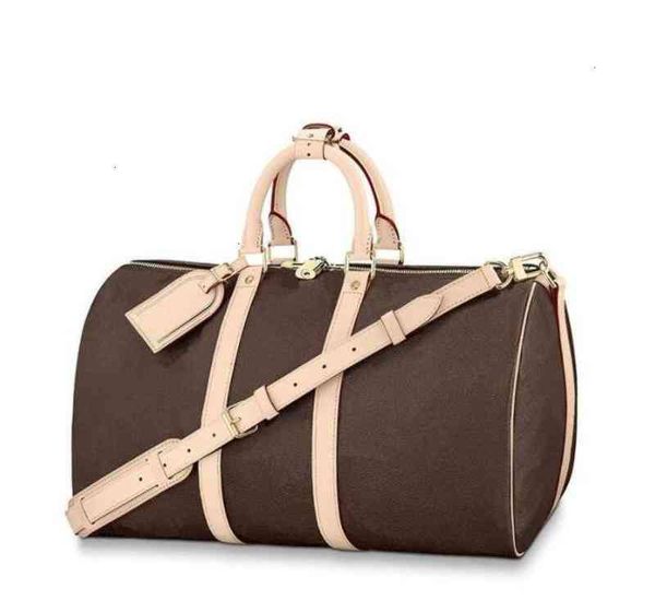 designerLuggage Colors Bags 50CM Genuine 55Cm 4 Lock Borsa in pelle Canvas Trim Borsone classico con uomini che viaggiano Moda Xcjpj