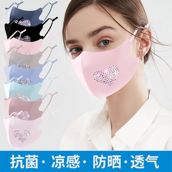 

valentine's day love ice cloth women's flash drill dustproof washable mask