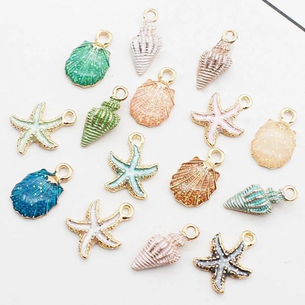 

charms 13 pcs conch sea shell ocean pendants making diy handmade craft jewelry decoration fashion accessories gifts, Bronze;silver