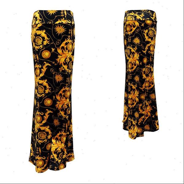 

summer printed long bohemian fashion womens skirt style beach leisure vacation hip 3xl, Black