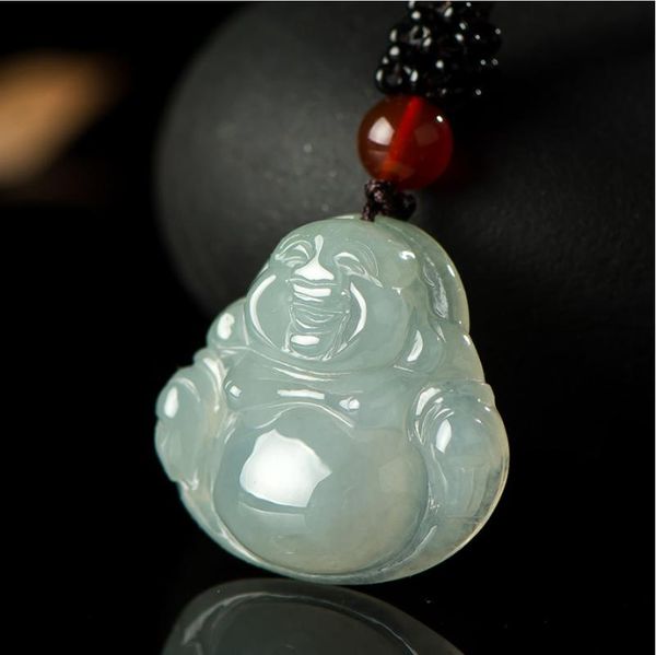 

charms guanyin pendant laughing buddha jade big belly maitreya myanmar a necklace good luck, health and longevity, Bronze;silver