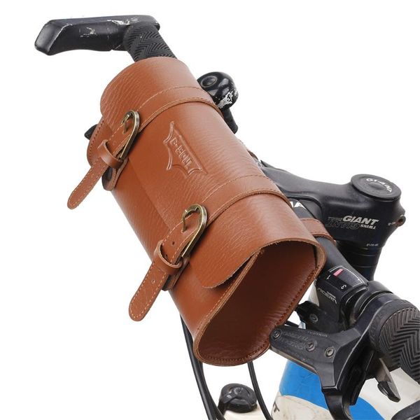 

storage bags handle mount retro compact vintage waistbag riding cycling pu leather phone pouch bicycle outdoor bike saddle bag front pannier