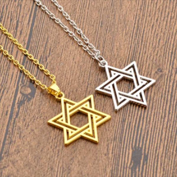 

pendant necklaces vintage collar de pentagrama colgante religioso con diseño sobrenatural judío escudo la estrella david whole, Silver