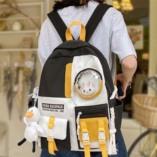 

female harajuku nylon bag kawaii girl college student backpack waterproof fashion ladies school book women cute 210928