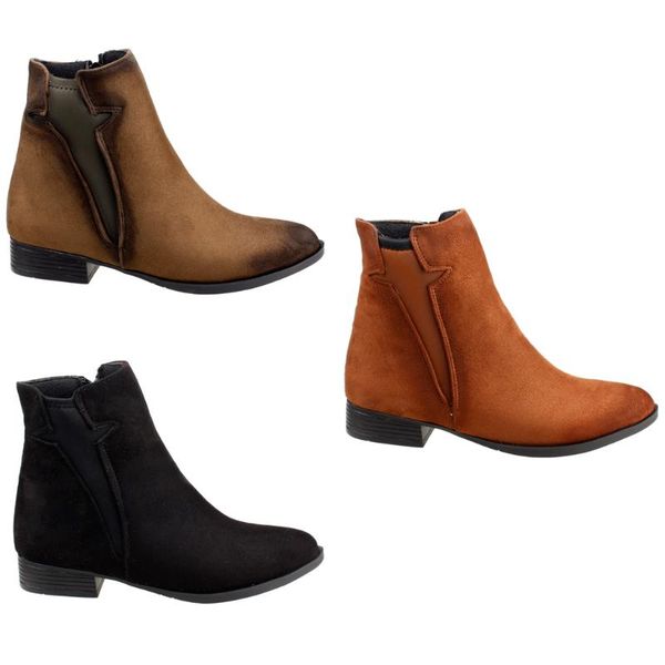 

boots ayakland 8284-2012 daily thermo zipper ladies suede shoes, Black