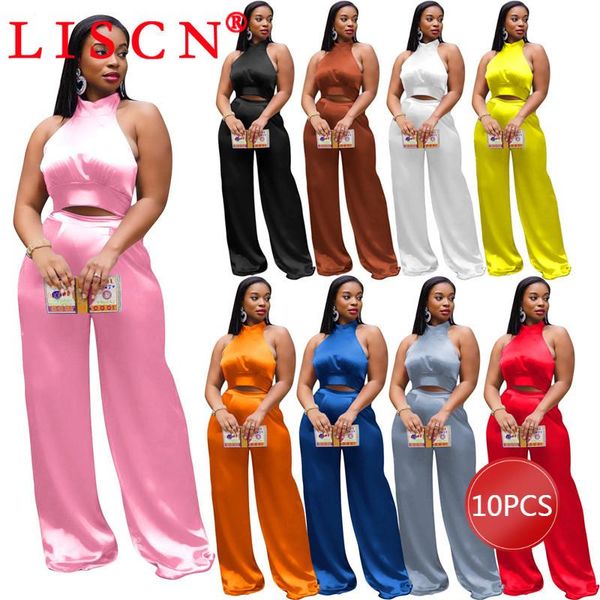 

women's two piece pants wholesale women clothes 2021 fashion set halter long casual lounge wear sport suit k7157, White