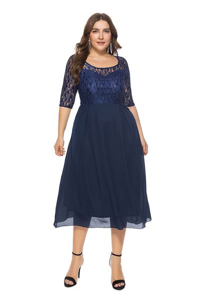 

bofute large size women's chiffon dress mid-length dresses skirt sq0098, Black