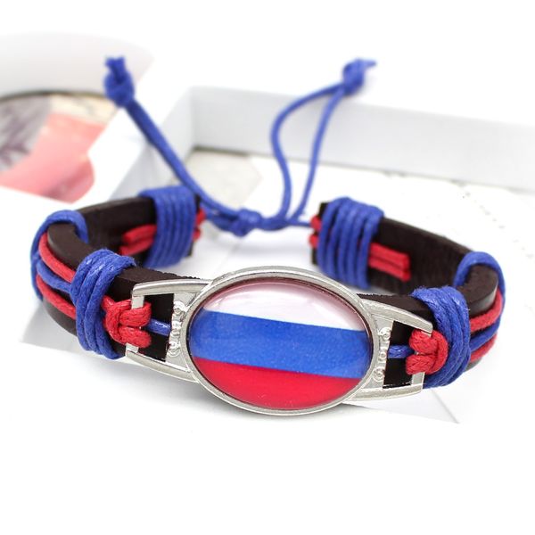 

souvenir brazil, germany, spain, russia world flag cup leather bracelet