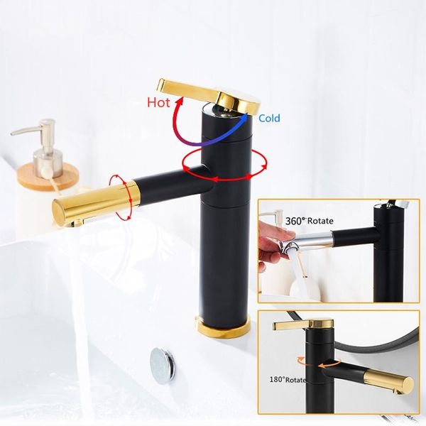 

bathroom sink faucets black brass single handle 360 rotate basin faucet mixer soft moderate outlet water pull out taps torneira