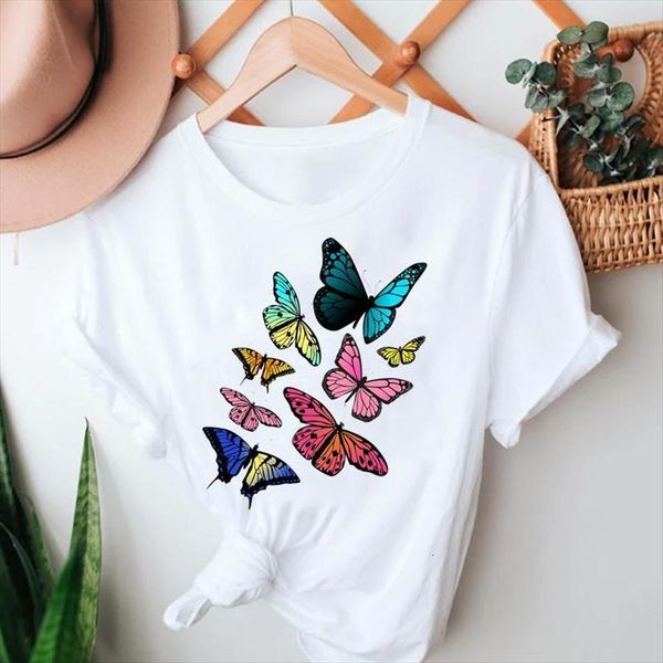 

and women summer tshirts butterfly mens cartoon cute fashion short sleeve clothes graphic t lady print female tee, White;black