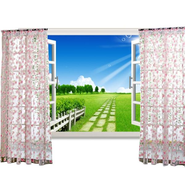 

1*2m light-colored flowers leaves curtains window gauze decoration drapes for bedroom living room (lavender) curtain