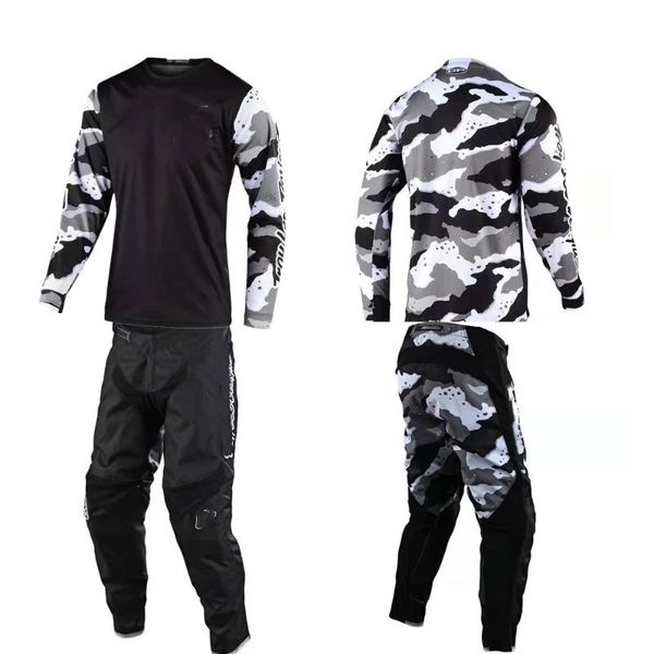 

men's tracksuits 2021 confetti stream gp motocross kit moto gear set atv mx jersey and pant dirt bike mtb riding suit, Gray
