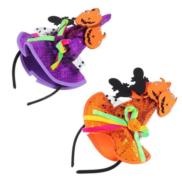 

party hats 2 pcs witch decorative hair hoops (orange purple)