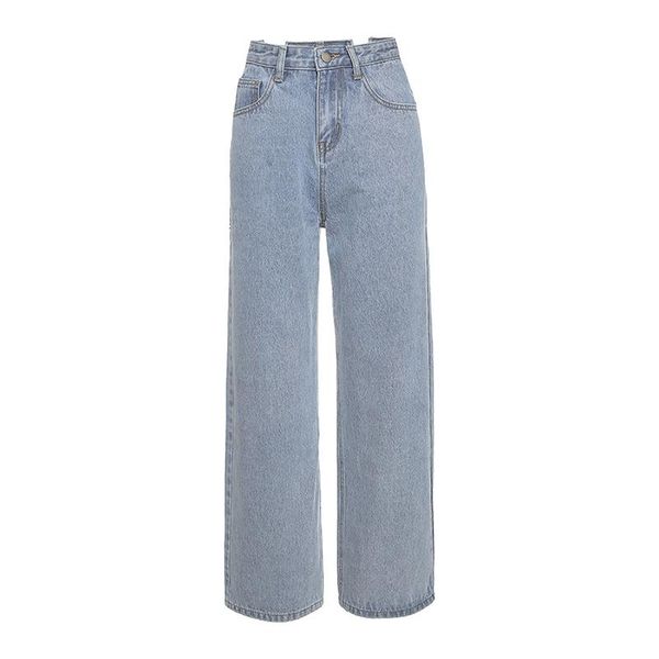 

women's jeans women solid color hollow out bandage high-waist denim pants, Blue