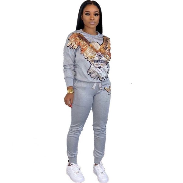 

dresses africa women winter handmade beading sequined pattern long sleeve knitted pullover trousers 2pcs clothing sets, Black;gray