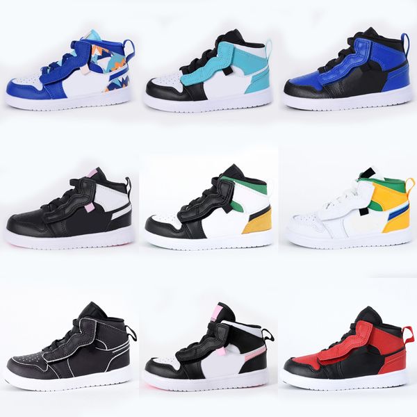 

infants 1s 1 toddler snap fastener kids basketball shoes pine green game royal scotts obsidian chicago bred sneakers multi-color tie-dye siz, Black