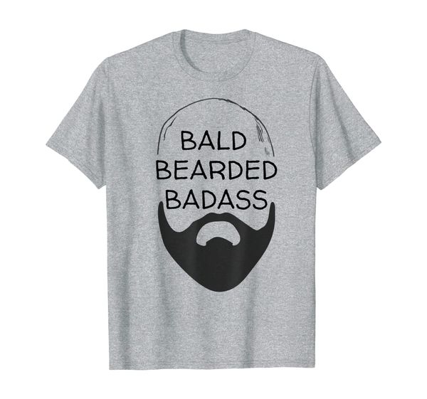 

awesome bald bearded badass t-shirt gift idea for men, White;black