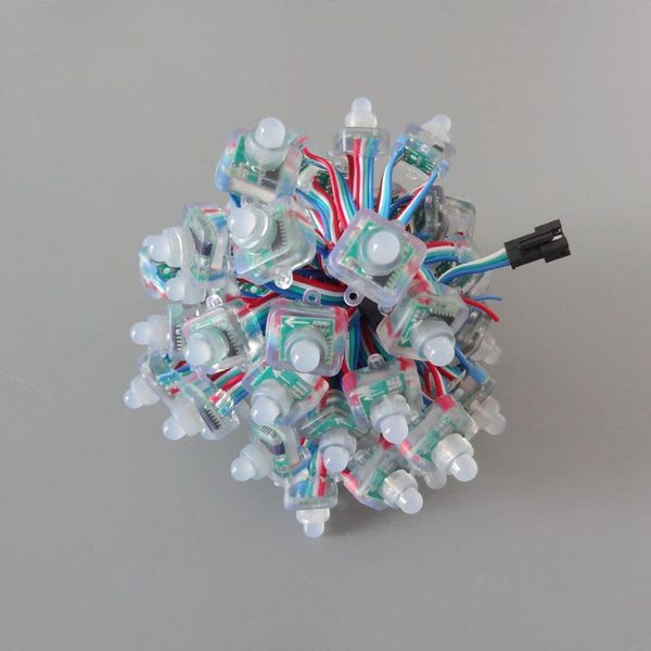 

500pcs/lot rgb led pixels ws2801 square module dc5v 12mm full color waterproof light for signage rgbw wire modules