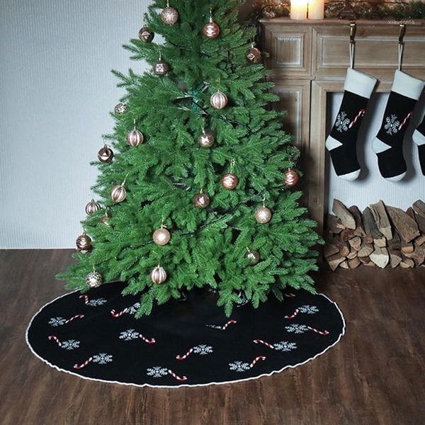 

christmas decorations snowflake cane sugar tree skirt black apron decoration decorative scene arrangement knitted woolen yarn 122cm bottom