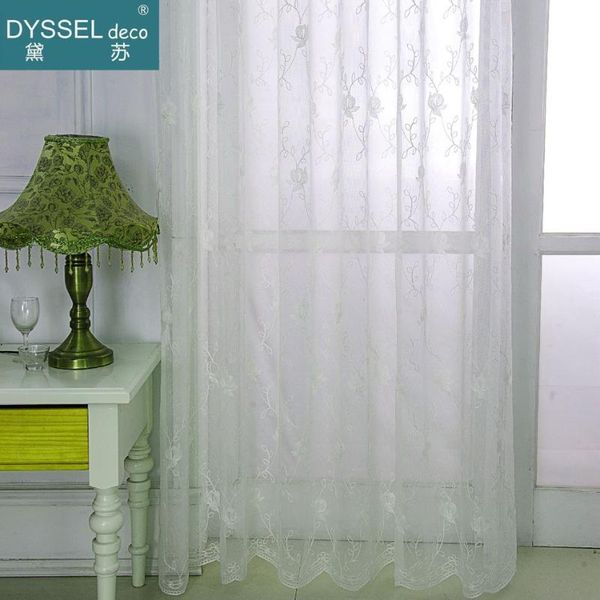 

home full scallop embroidery white floral american style window tulle sheer curtains rod pocket grommet for livingroom curtain & drapes