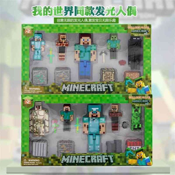 

minecraft my world game character model ornaments puzzle h with weapons hs feet can move back and forth