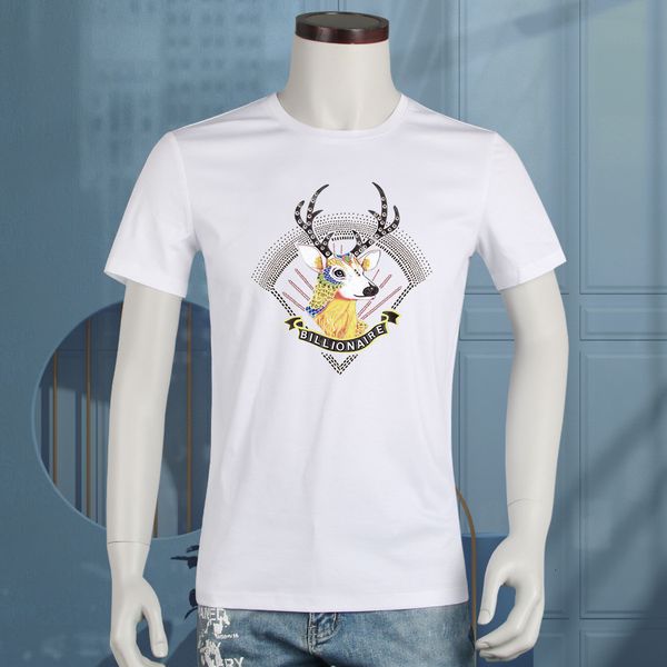 

2021 fashion summer 80 thread count double-sided mercerized cotton casual short sleeve men's t-shirt round neck half bottomed, White;black