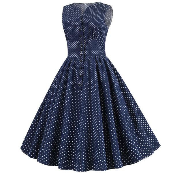 

casual dresses amolapha women korean v-neck sleeveless retro dot printed elegant simple slim waist bohemia dress vestidos, Black;gray