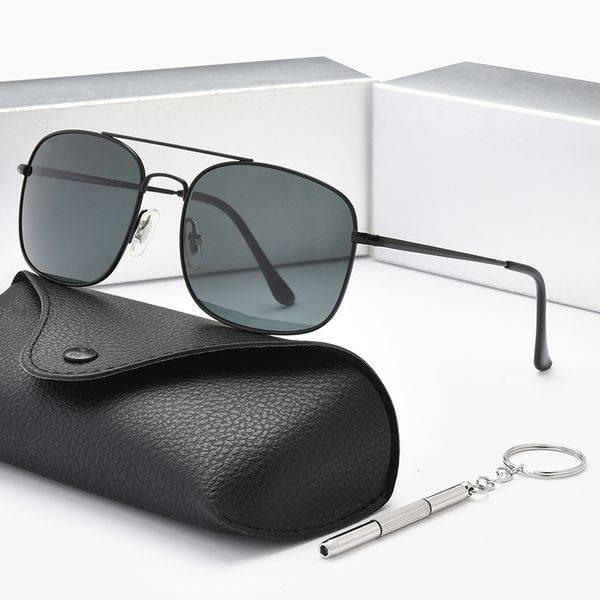 

classic square aviation sunglasses men's polarized uv400 protective metal frame aviator goggles driving fishing sun visor with box 3611, White;black