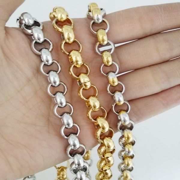 

chains 8mm cool 316l stainless steel silver color gold handmade link chain mens womens necklace or bracelet unisexs jewelry
