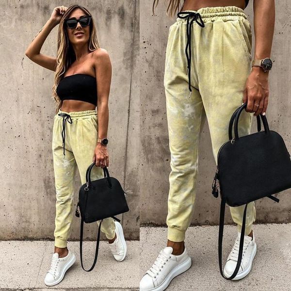 

women's pants & capris fashion women casual tie-dyed frenulum lady loose motion trousers pantalon ample femme #@ rljh, Black;white