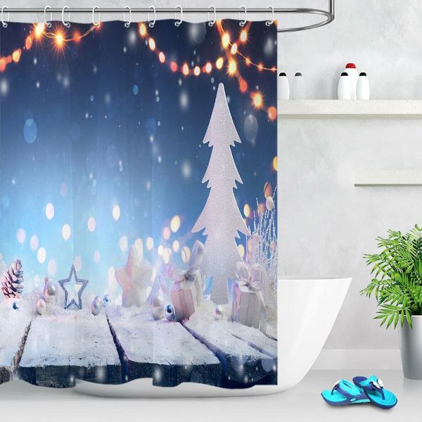 

shower curtains christmas light party stars ball fabric curtain set bathroom decor