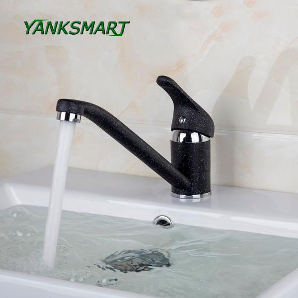 

bathroom sink faucets yanksmart kitchen deck mounted long spout black painting mixer and cold tap solid brass basin faucet