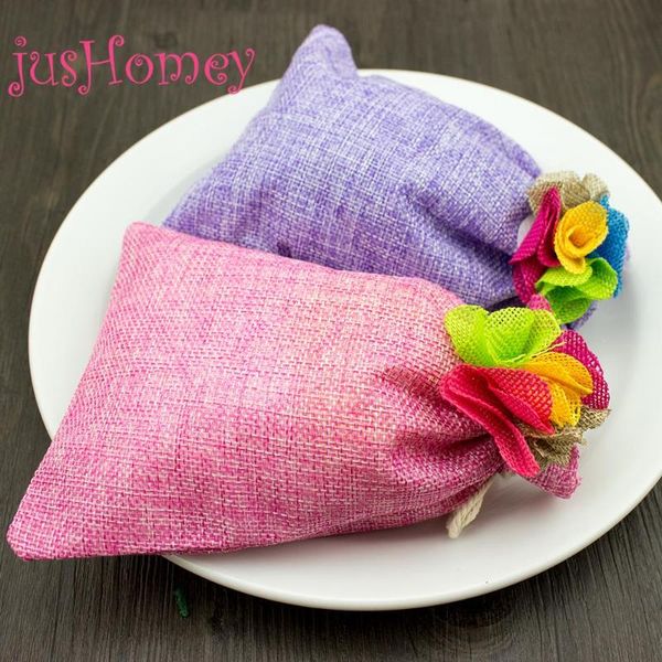 

gift wrap 12pcs burlap favors bags 13x18cm drawstring fabric pouches pink, lavender w/ rustic flowers for wedding, party