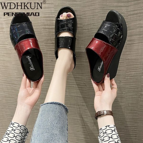 

slippers wdhkun shoes women wedges heels sandals summer red beach zapatillas mujer casa sapatos femininos 0oe9, Black