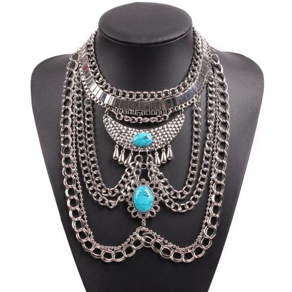 

pendant necklaces design fashion silver color big stone chain chunky statement necklace for women year gift