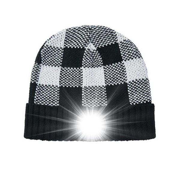 

cycling caps & masks beanie hat with light knitted led headlamp cap usb rechargeable headlight winter warm gifts for men dad him wome, Black