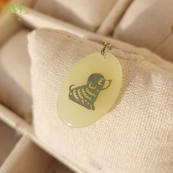 

pendant necklaces handmade luminous fashion cute cartoon cat puppy pig animal chains necklace glow in the dark creative kids jewelry gift, Silver