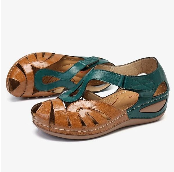 

summer 2021 women's open-out velcro sandals with large wedged heels, Black