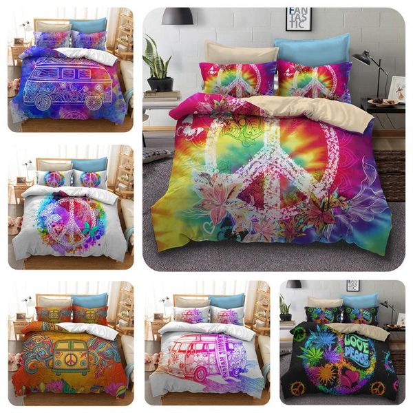 

bedding sets colorful duvet cover set peace bed linen 3d bedclothes car year home 2/3pcs flower modern