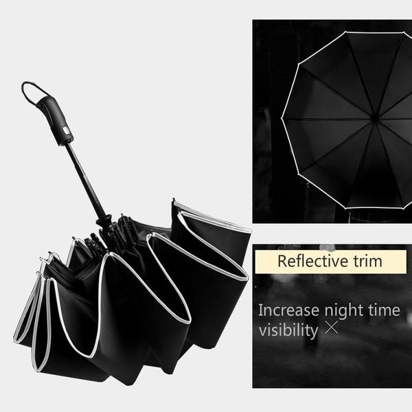

umbrellas auto luxury big windproof wind resistant three folding automatic umbrella rain women men frame 10k parasol