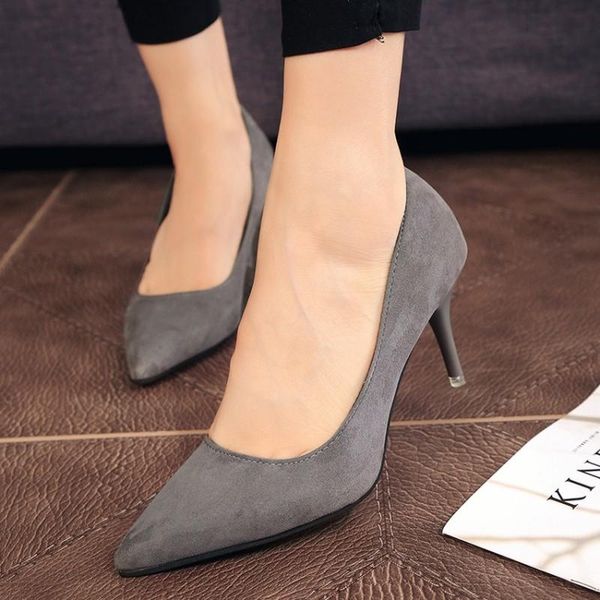 

dress shoes 2021 classic simple high heels suede pointed toe stiletto sandals wedding party women's singles y21-18, Black