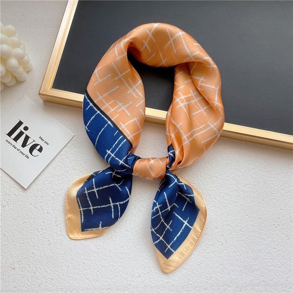 

scarves silk scarf square print shawl head wraps for women bandana female neckerchief fashion bag lady hair band foulard summer, Blue;gray