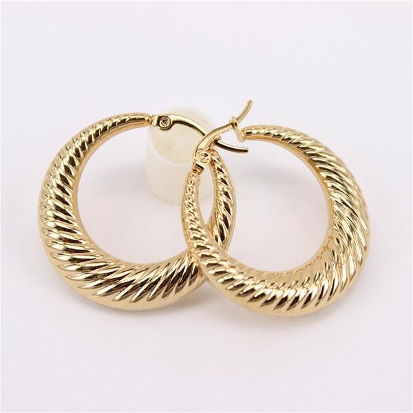 

hoop & huggie 22-32mm 4.5g design gold color classic stainless steel women earrings girls fashion round diameter lh963, Golden;silver